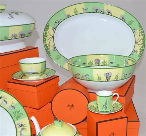 Hermès 'Africa Green' Porcelain Dinnerware Service for Eight